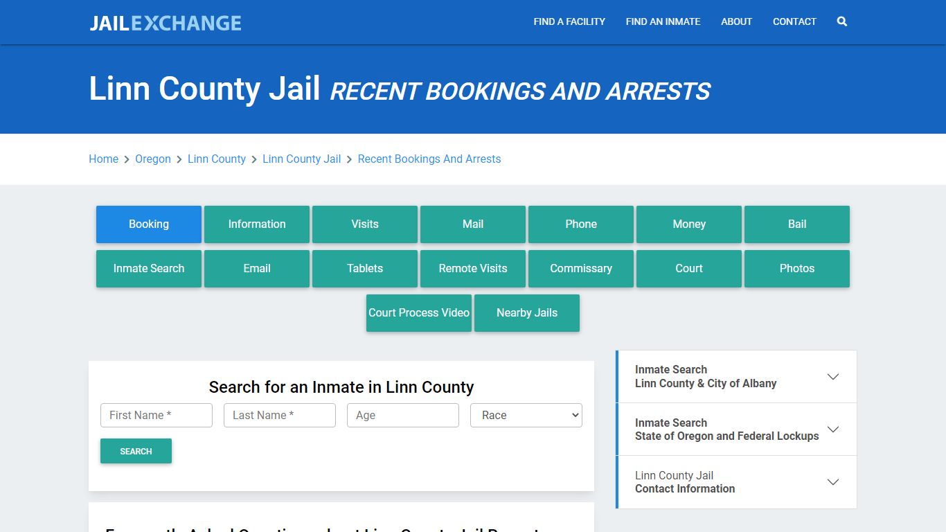 Linn County Jail Recent Bookings And Arrests - Jail Exchange