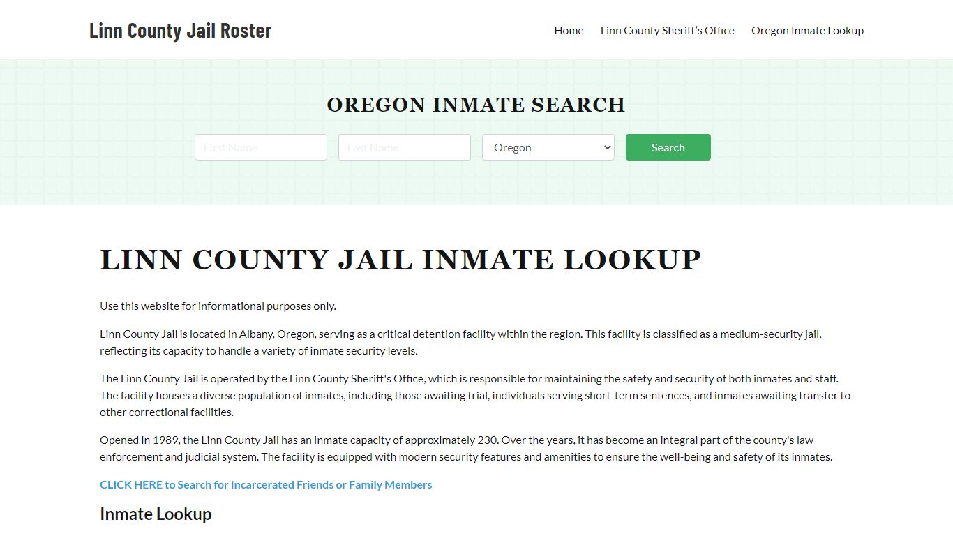 Linn County Jail Roster Lookup, OR, Inmate Search